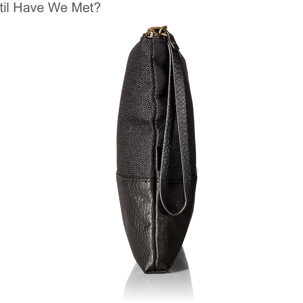 Pistil Black Have We Met? Textured Pouch Wristlet Bag with Leather Accent - Picture 10 of 13